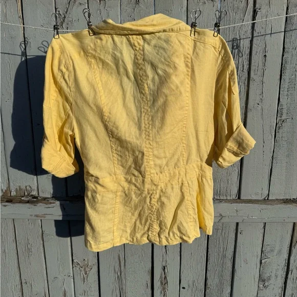 Chico’s Women’s 100% Linen Yellow Lightweight Jacket Size 0 - Picture 6 of 6